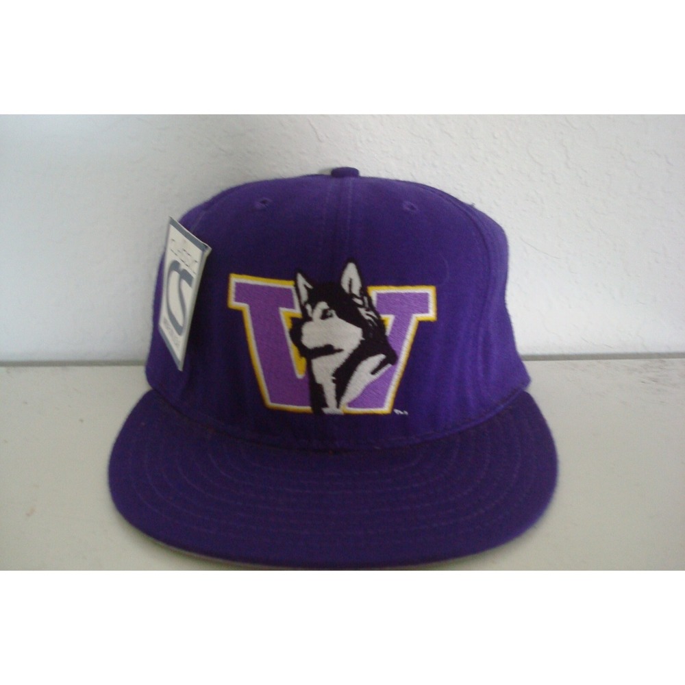 WASHINGTON HUSKIES CLASSIC 80S FITTED SZ 6 3/4 DEADSTOCK HAT CAP VINTAGE C1